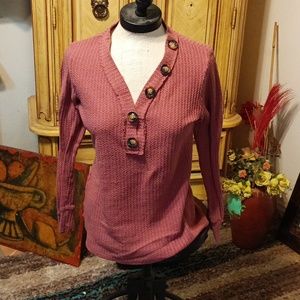 Womens Shirt ANOTHER REASON Lrg Dusty Rose pink long sleeve knit B12